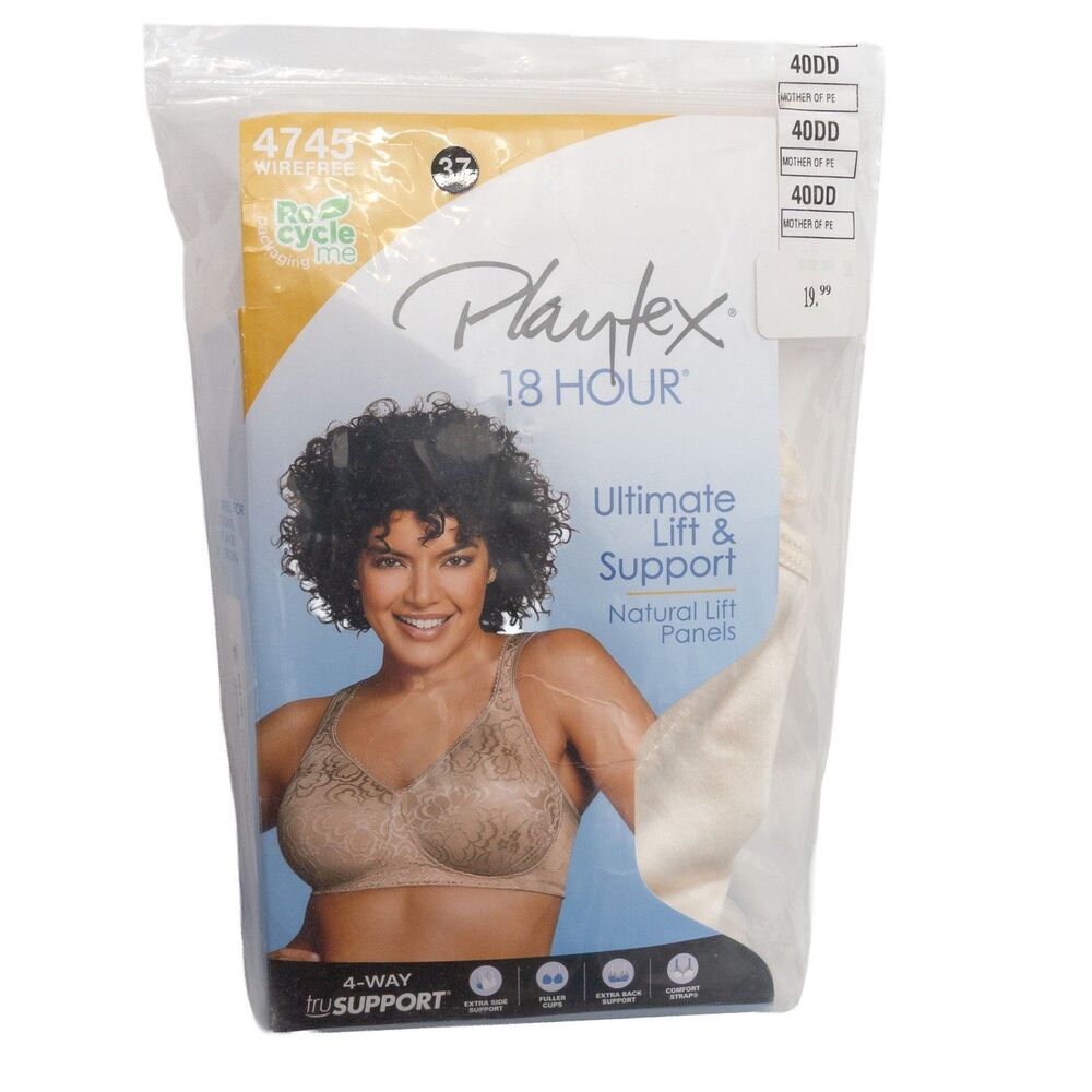 Playtex 18 Hour 40DD Ultimate Lift & Support Wirefree Bra 4745 Ivory NEW